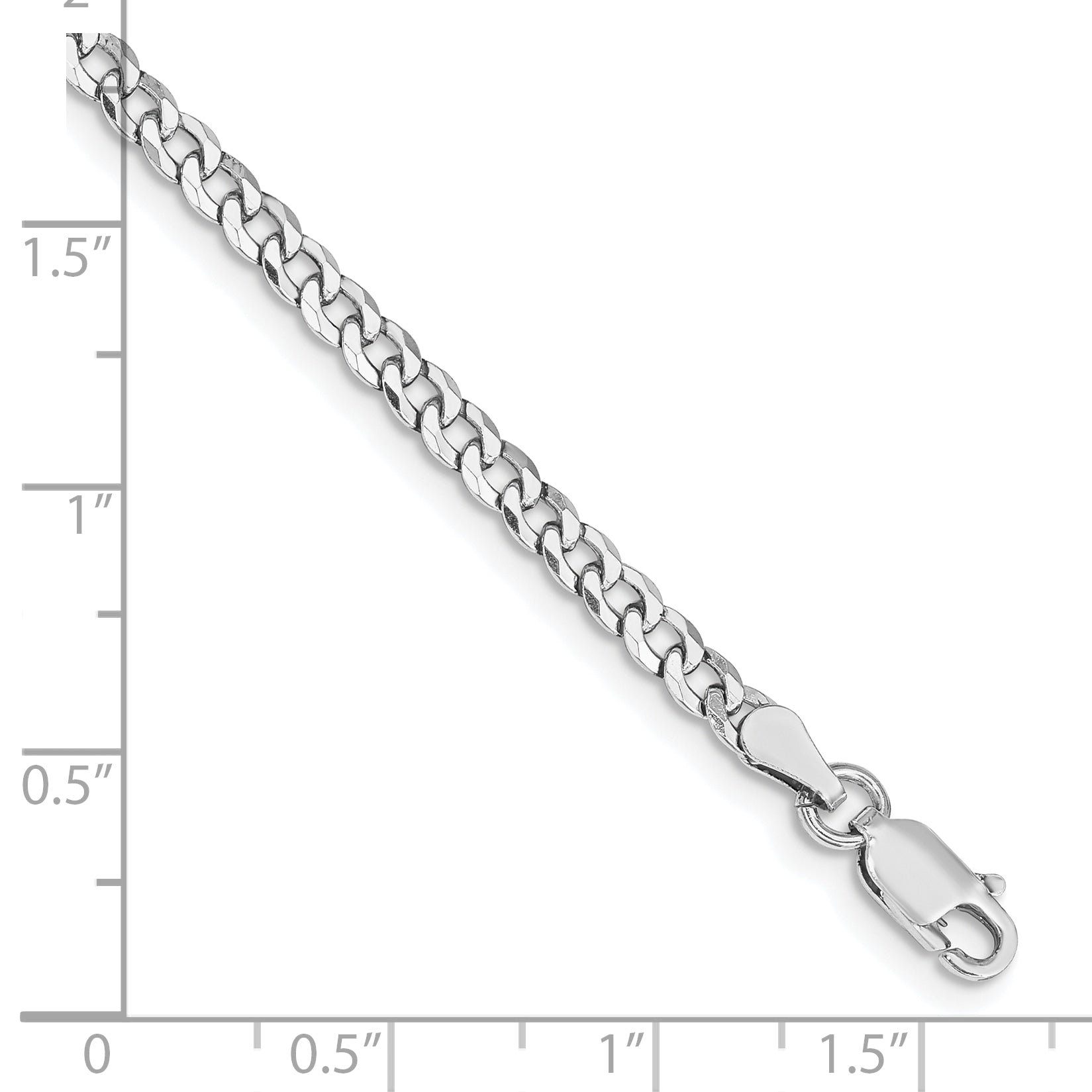 Sterling Silver Rhodium-plated 3.2mm Beveled Curb Chain