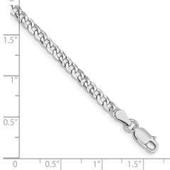 Sterling Silver Rhodium-plated 3.2mm Beveled Curb Chain