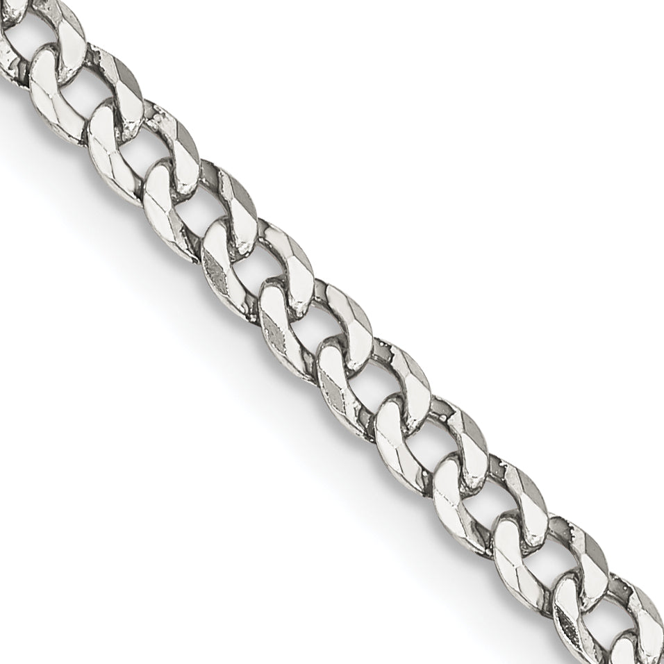 Sterling Silver 3.2mm Beveled Curb Chain