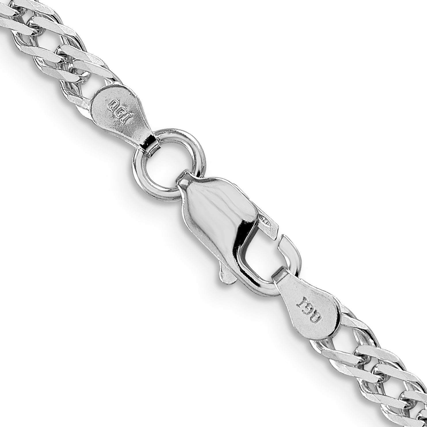 Sterling Silver Rhodium-plated 4mm Beveled Curb Chain