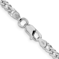 Sterling Silver Rhodium-plated 4mm Beveled Curb Chain