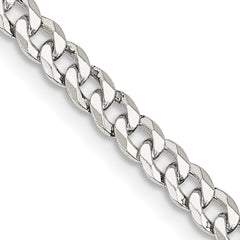 Sterling Silver 4mm Beveled Curb Chain