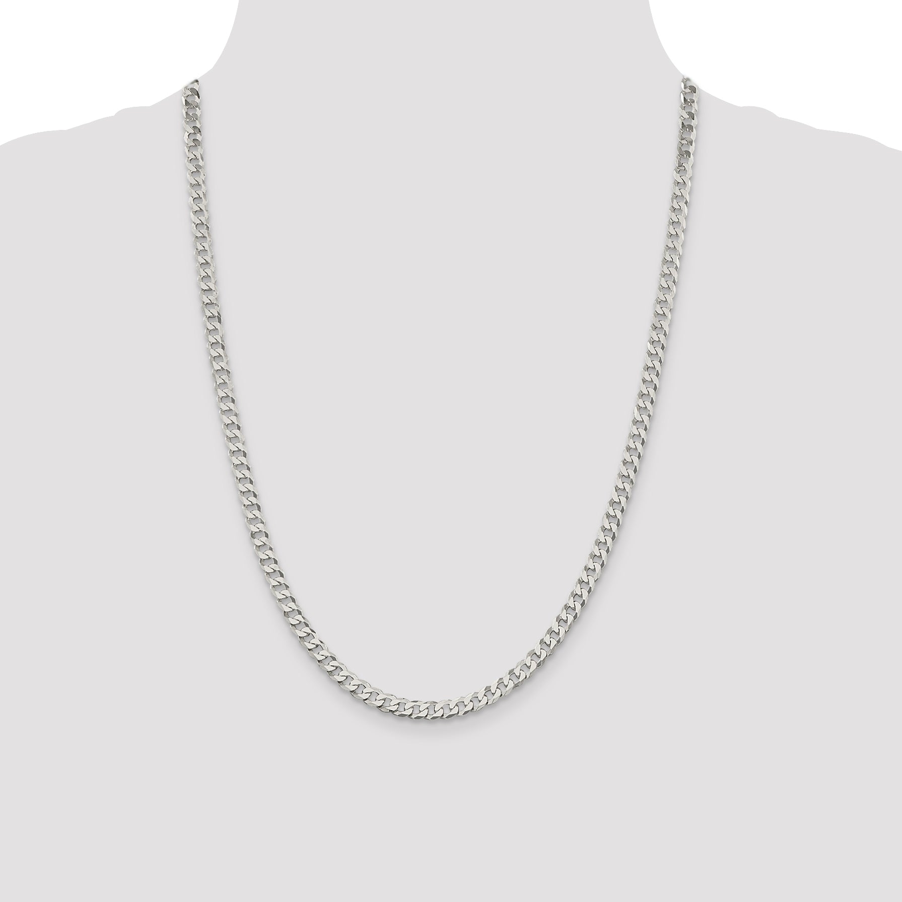 Sterling Silver 5mm Beveled Curb Chain