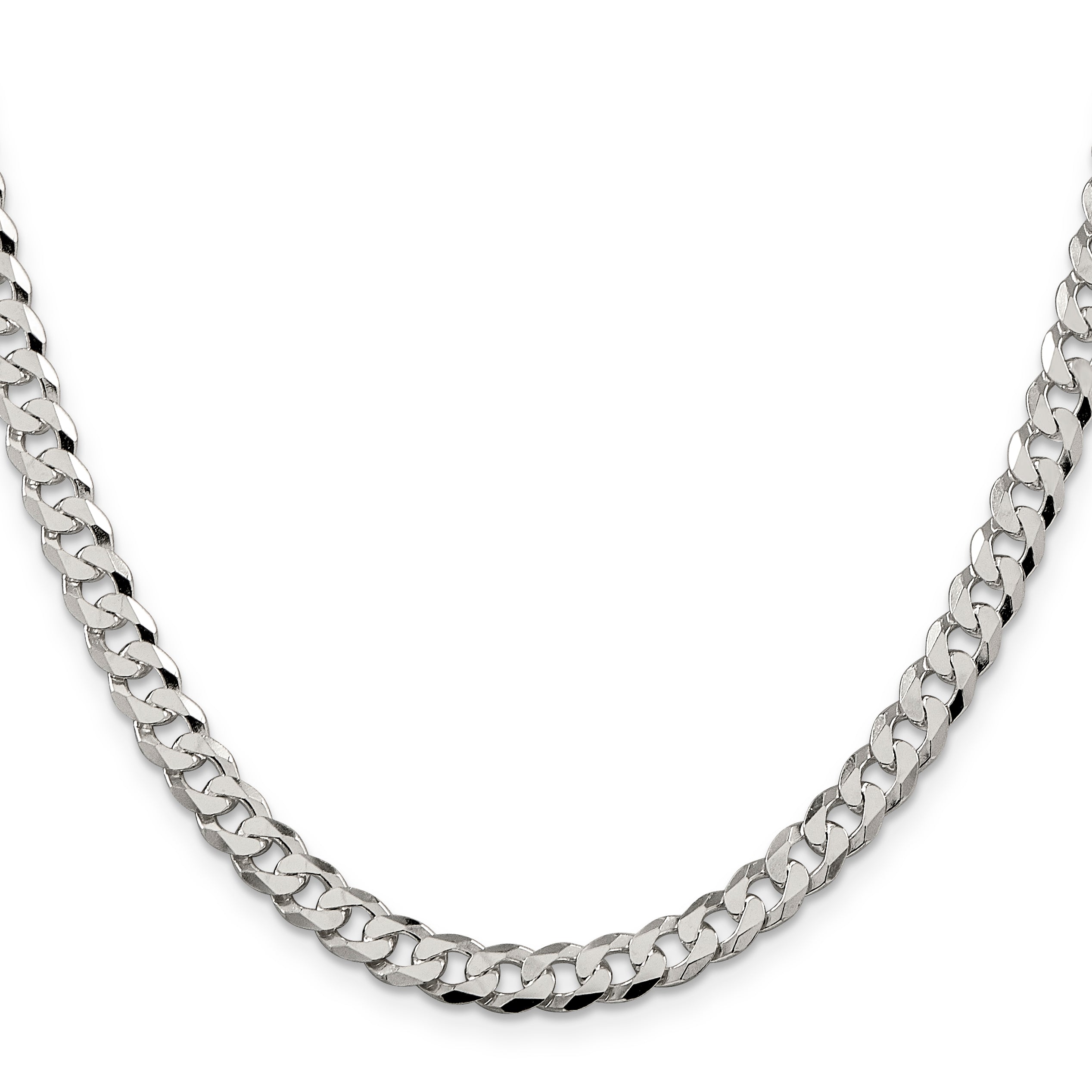 Sterling Silver 6mm Beveled Curb Chain