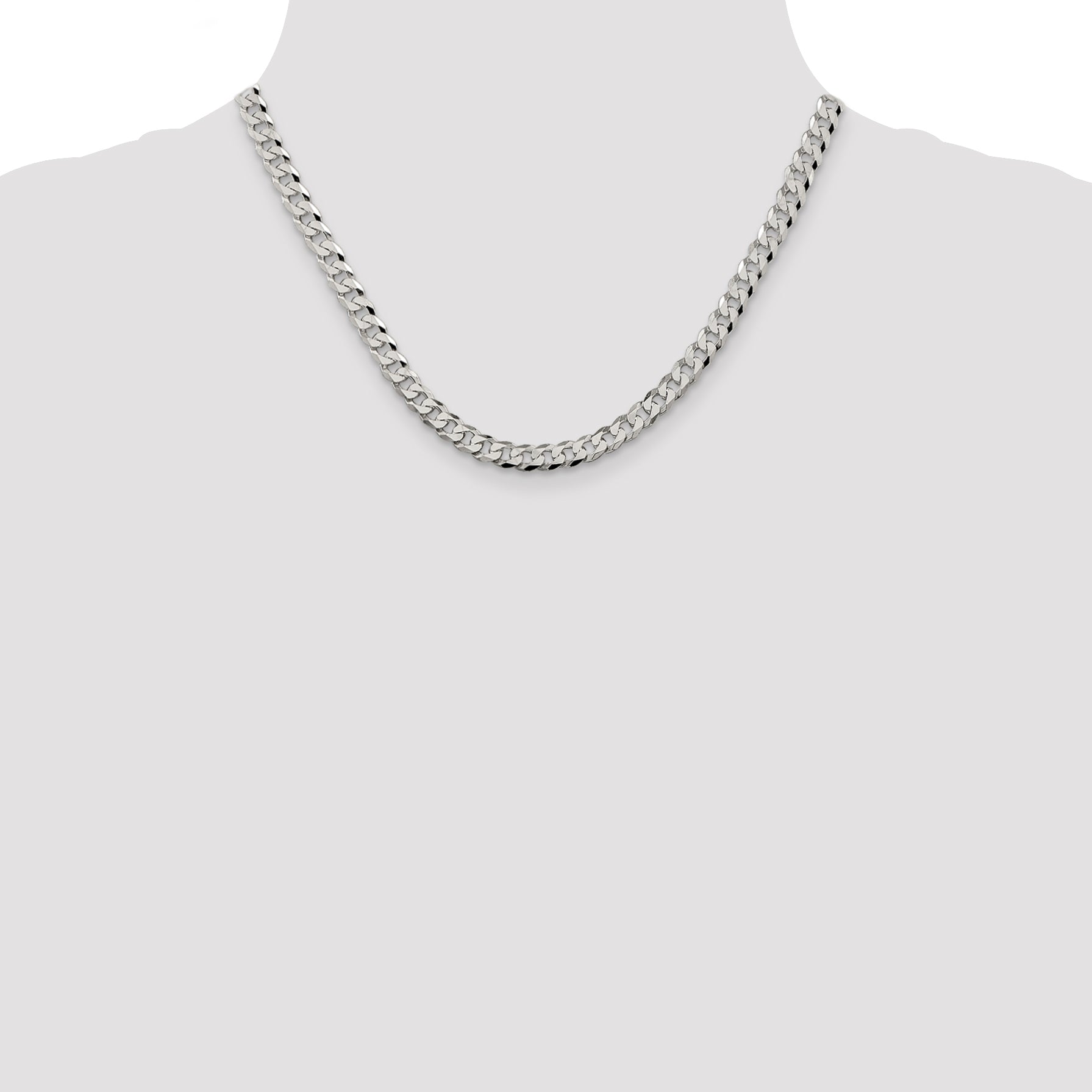 Sterling Silver 6mm Beveled Curb Chain