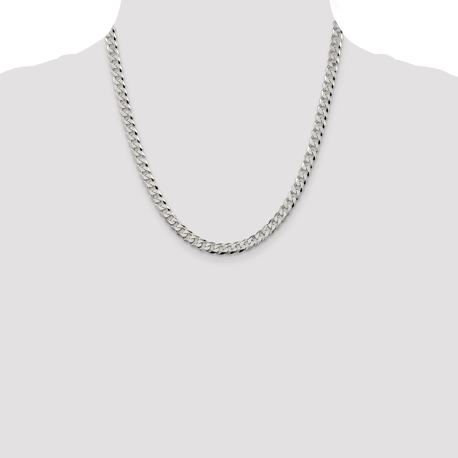 Sterling Silver 6mm Beveled Curb Chain