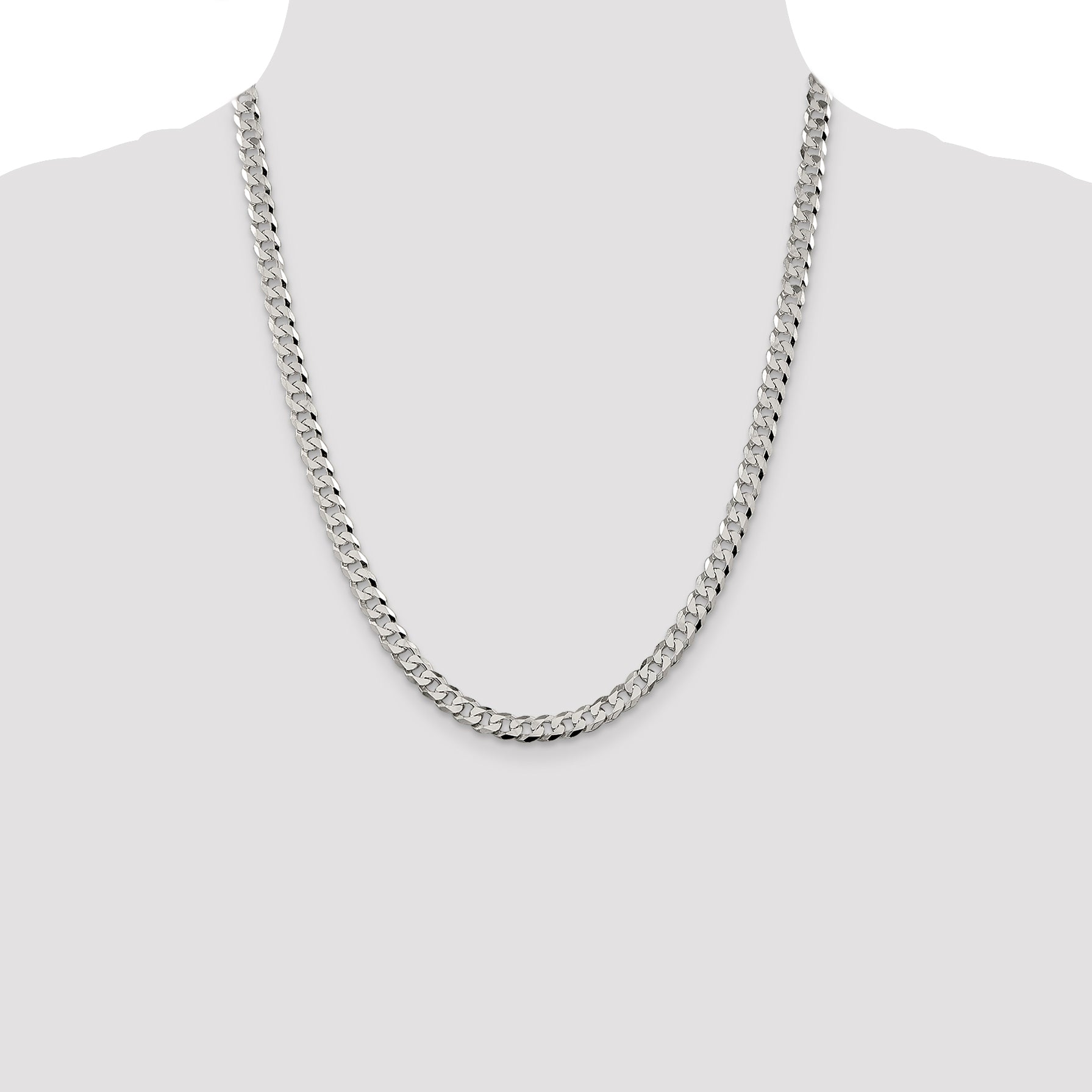 Sterling Silver 6mm Beveled Curb Chain