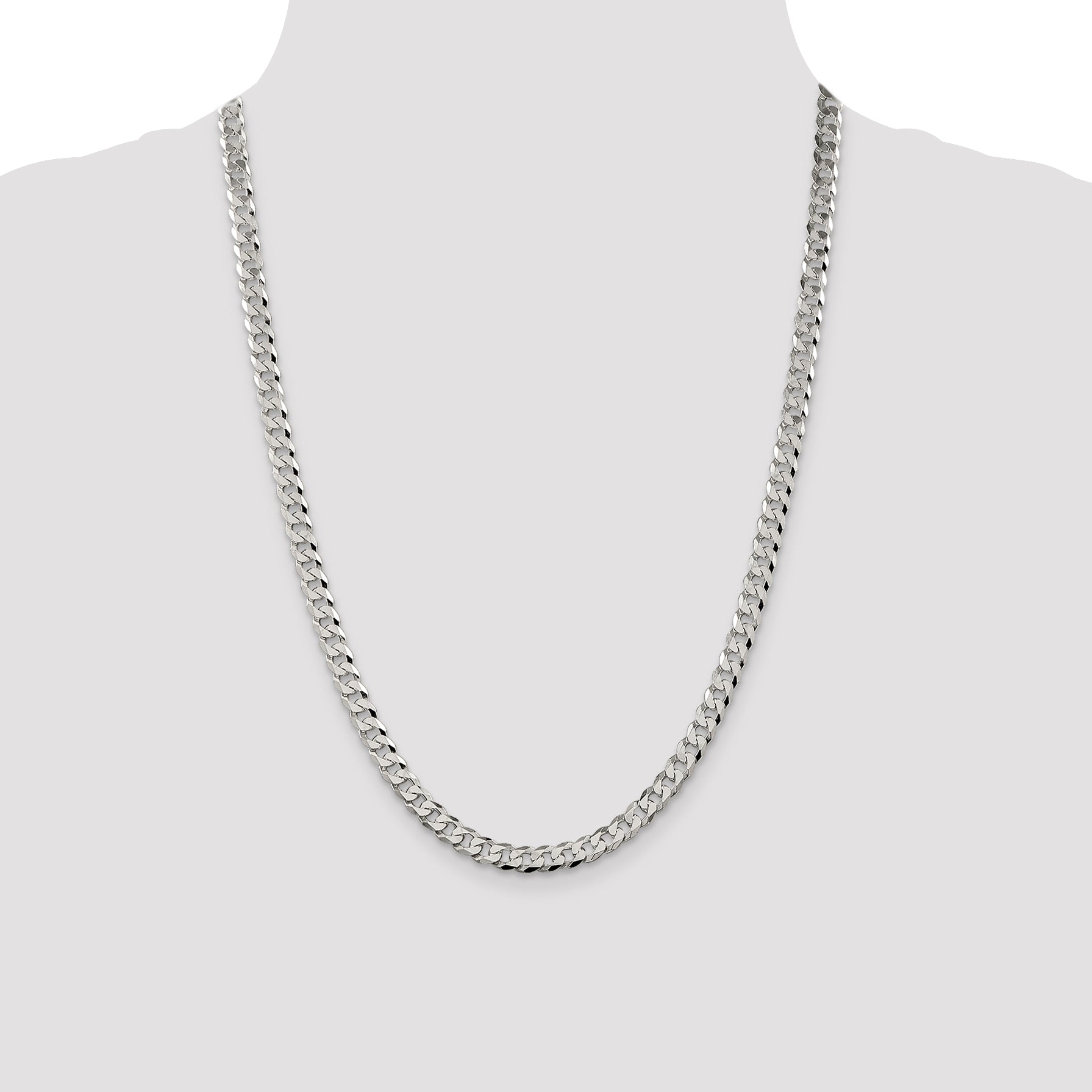 Sterling Silver 6mm Beveled Curb Chain