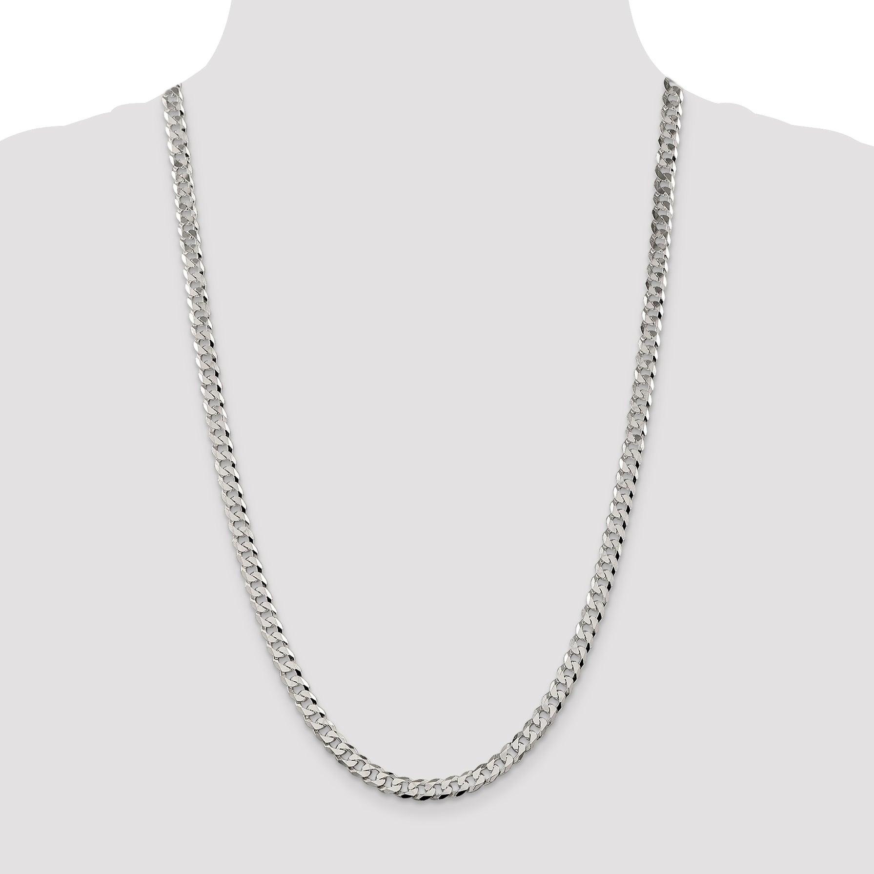 Sterling Silver 6mm Beveled Curb Chain