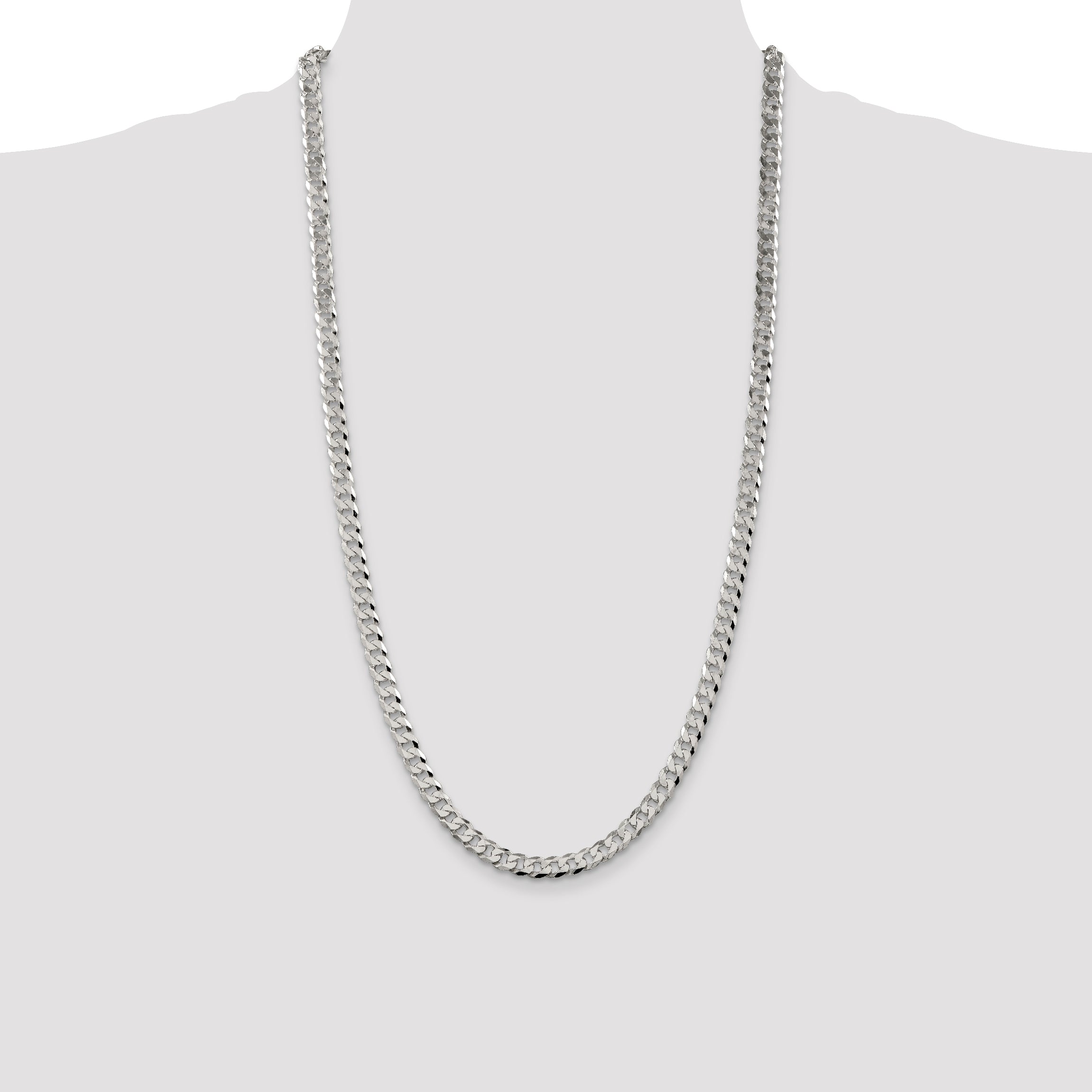 Sterling Silver 6mm Beveled Curb Chain