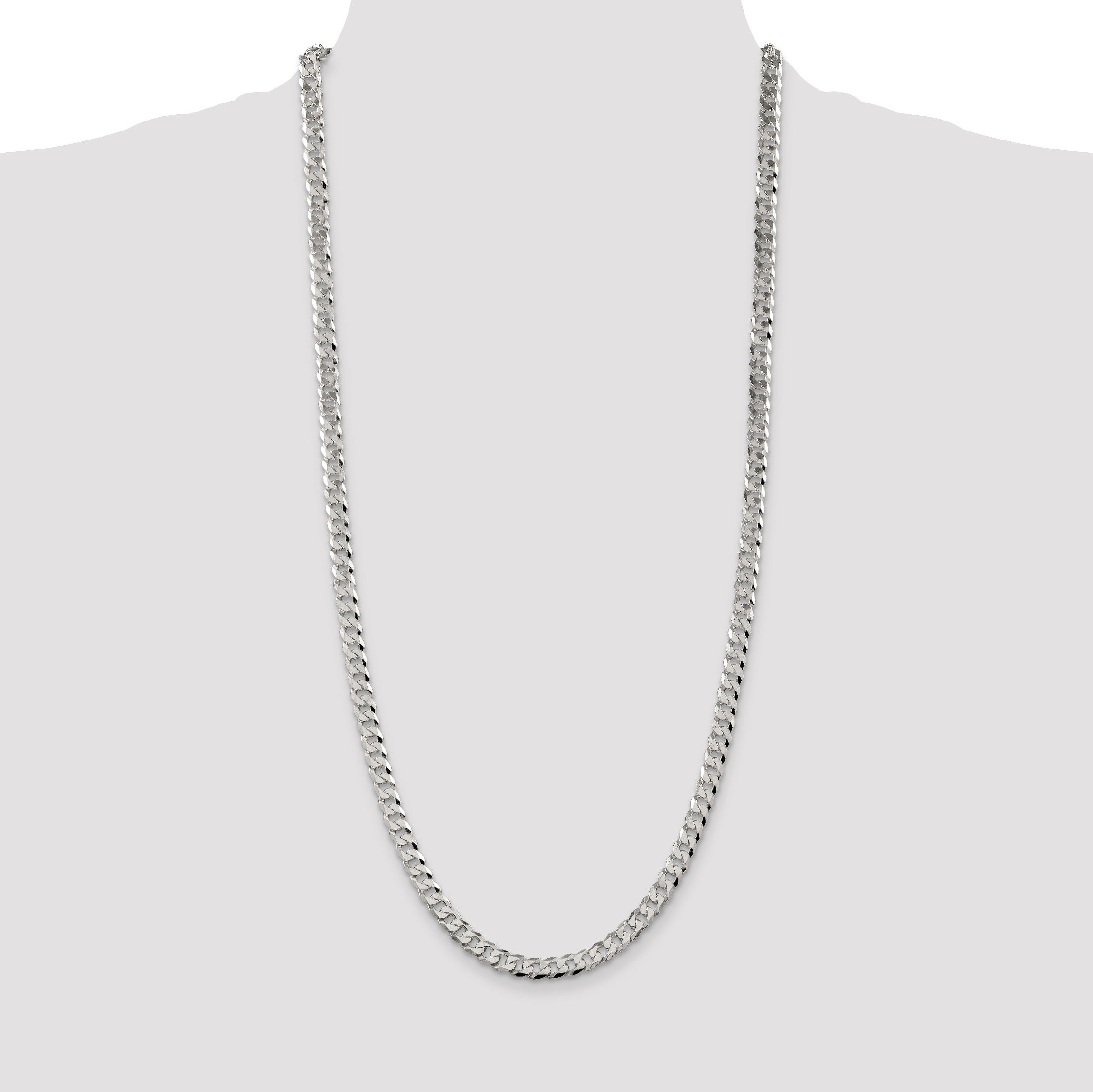 Sterling Silver 6mm Beveled Curb Chain