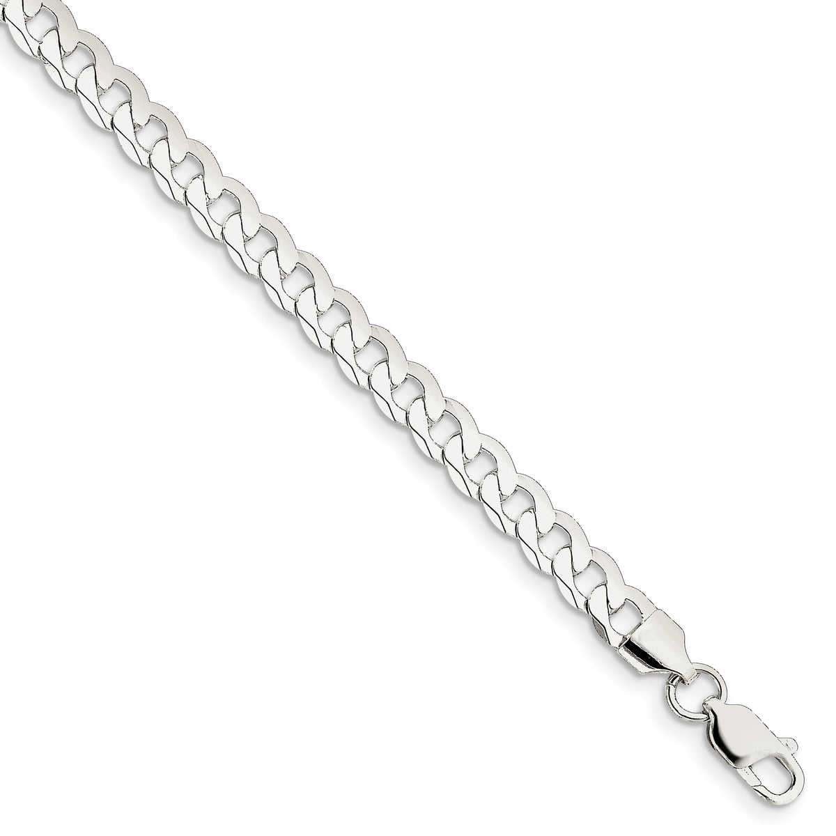 Sterling Silver 6.0mm Beveled Curb Chain