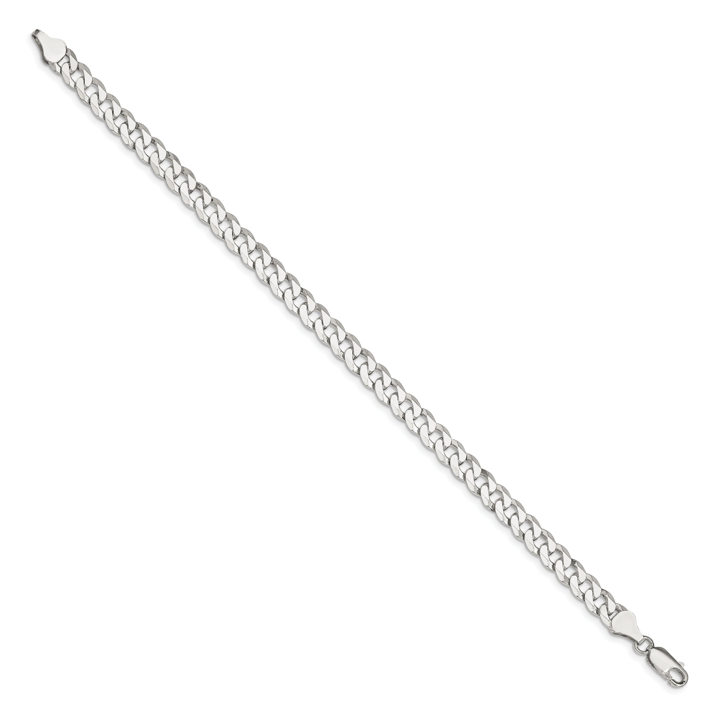 Sterling Silver 6mm Beveled Curb Chain