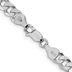 Sterling Silver Rhodium-plated 6mm Beveled Curb Chain