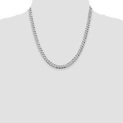 Sterling Silver Rhodium-plated 6mm Beveled Curb Chain