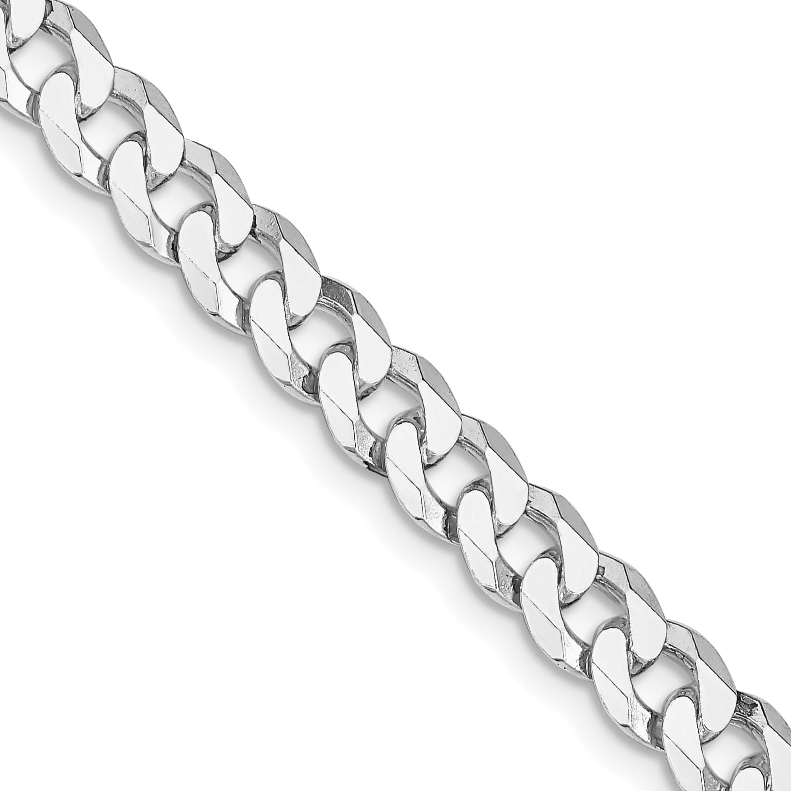 Sterling Silver Rhodium-plated 6mm Beveled Curb Chain