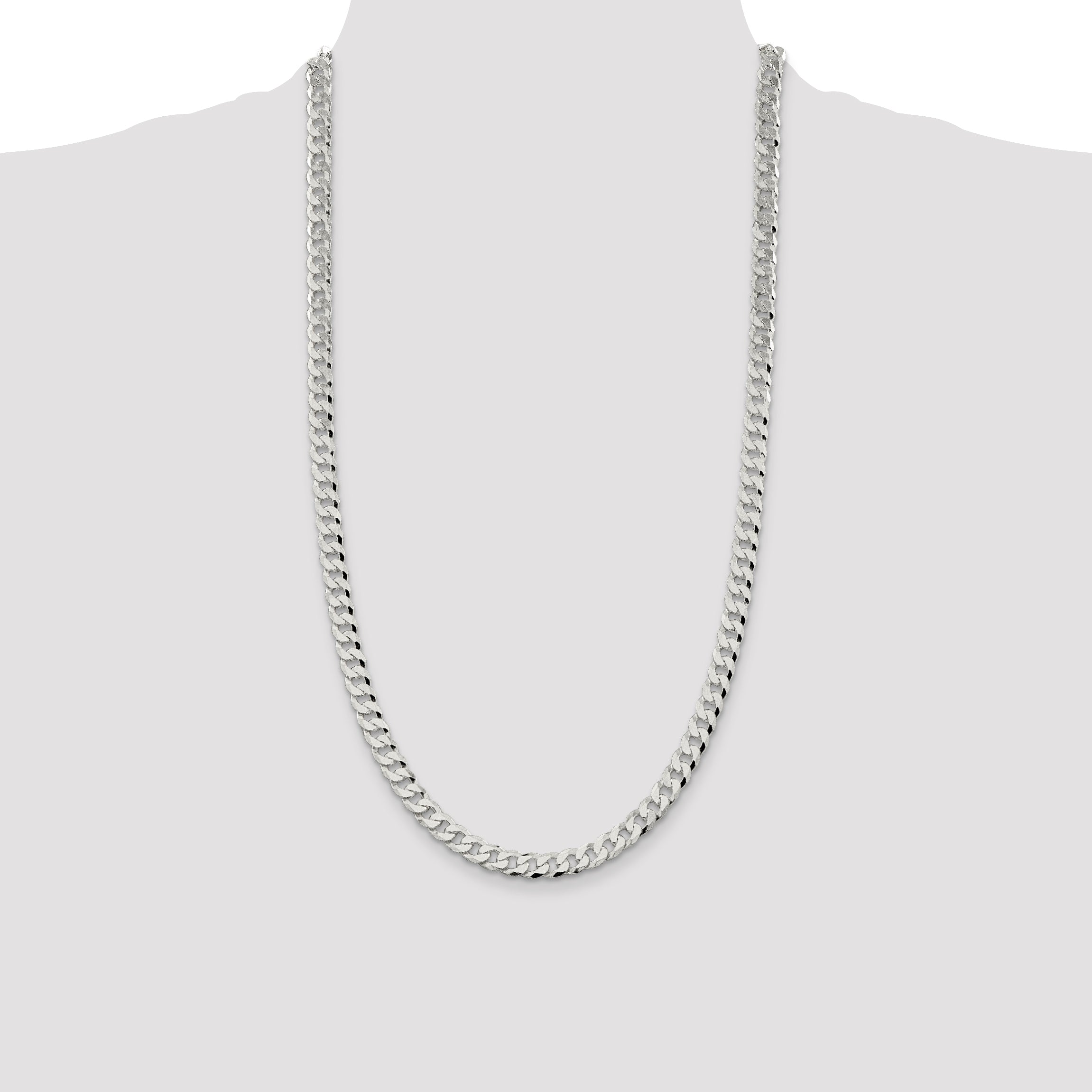 Sterling Silver 7mm Beveled Curb Chain