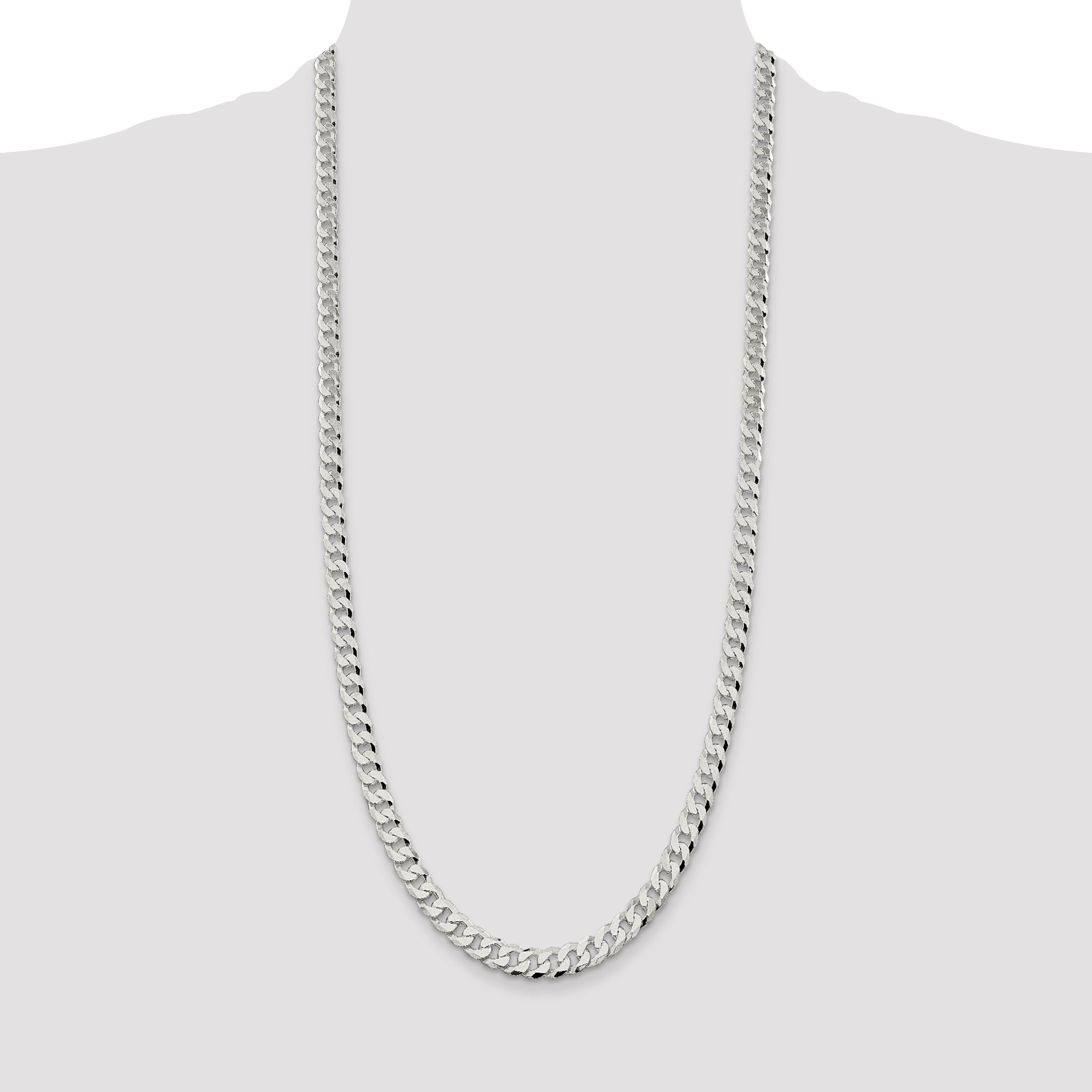 Sterling Silver 7mm Beveled Curb Chain