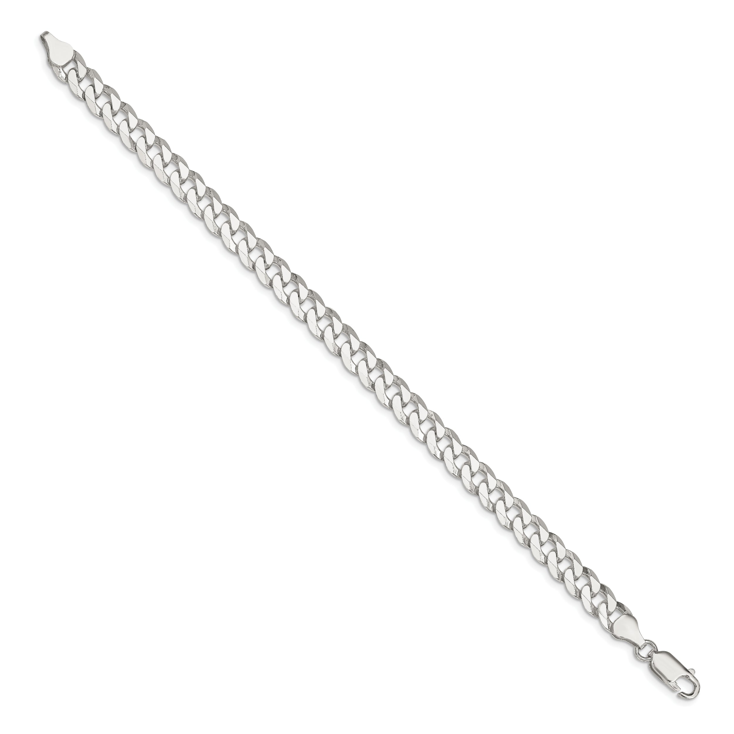 Sterling Silver 7mm Beveled Curb Chain