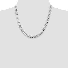 Sterling Silver Rhodium-plated 7mm Beveled Curb Chain