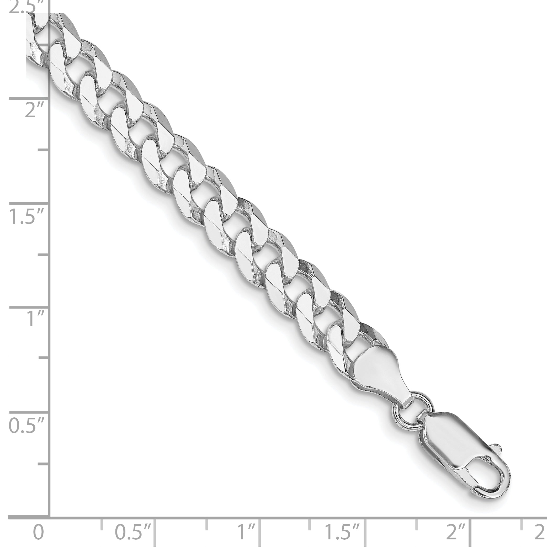 Sterling Silver Rhodium-plated 7mm Beveled Curb Chain