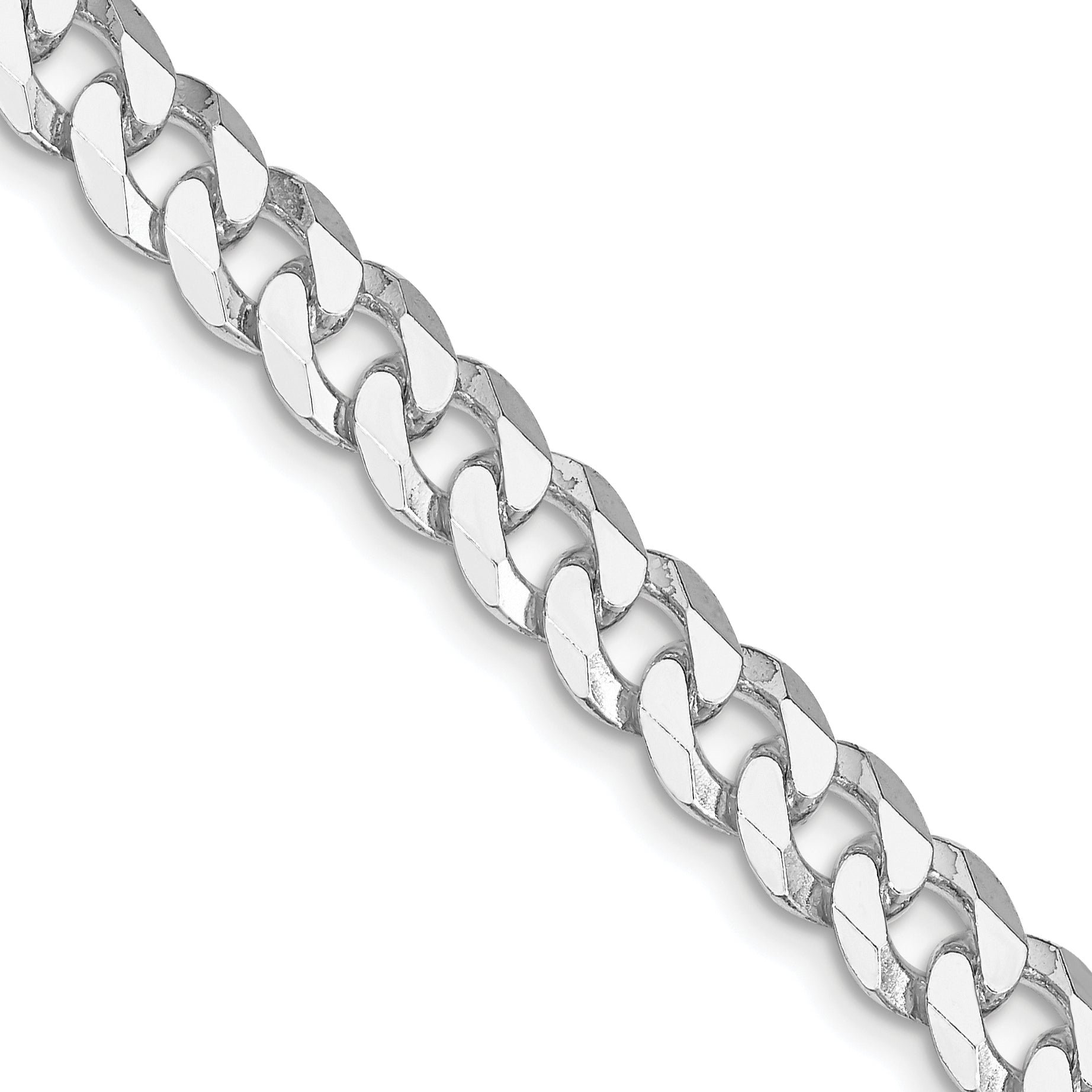 Sterling Silver Rhodium-plated 7mm Beveled Curb Chain