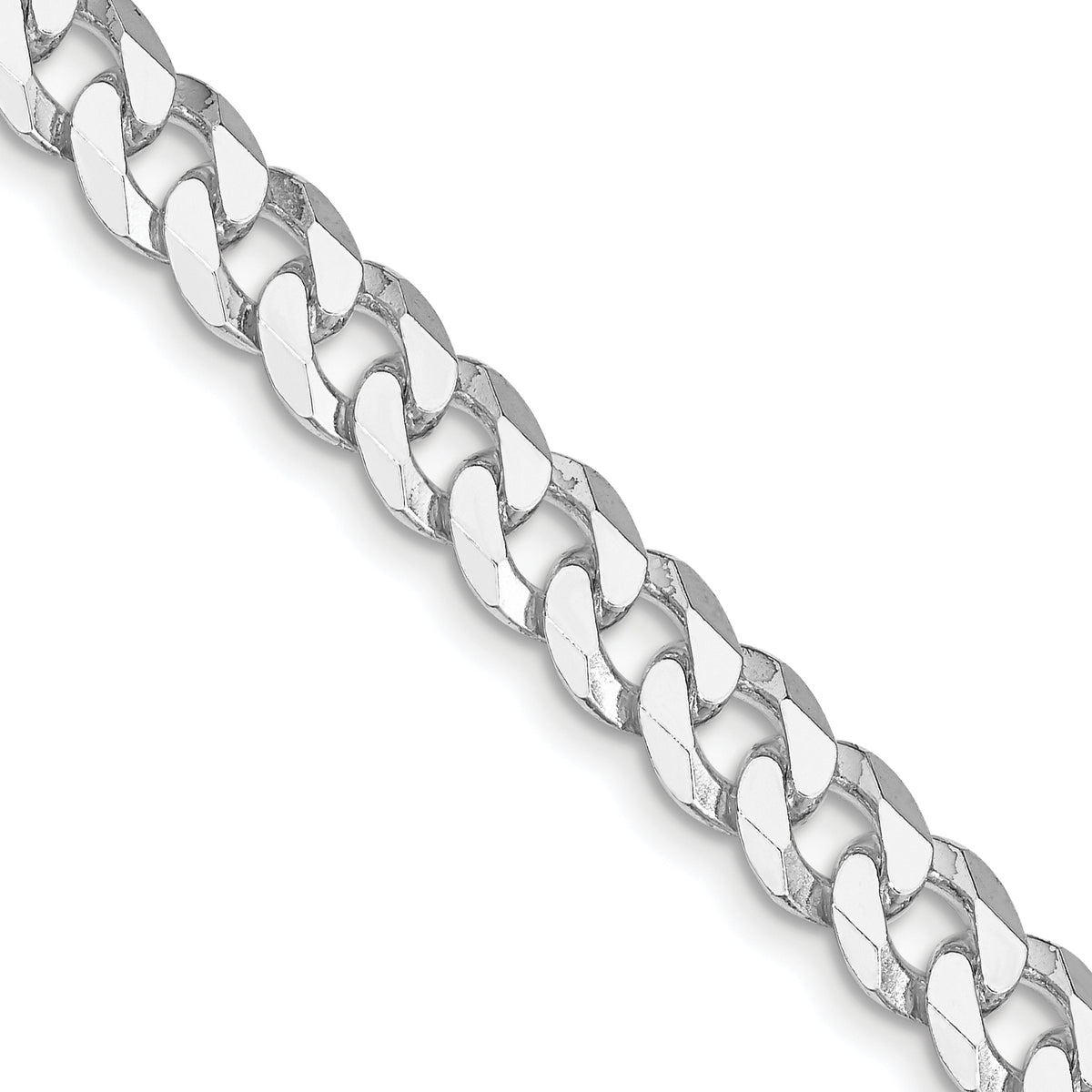 Sterling Silver Rhodium-plated 7mm Beveled Curb Chain