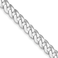 Sterling Silver Rhodium-plated 7mm Beveled Curb Chain