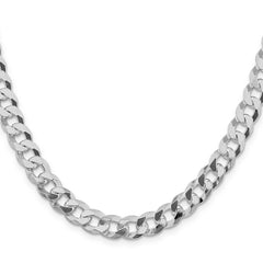 Sterling Silver Rhodium-plated 8.5mm Beveled Curb Chain