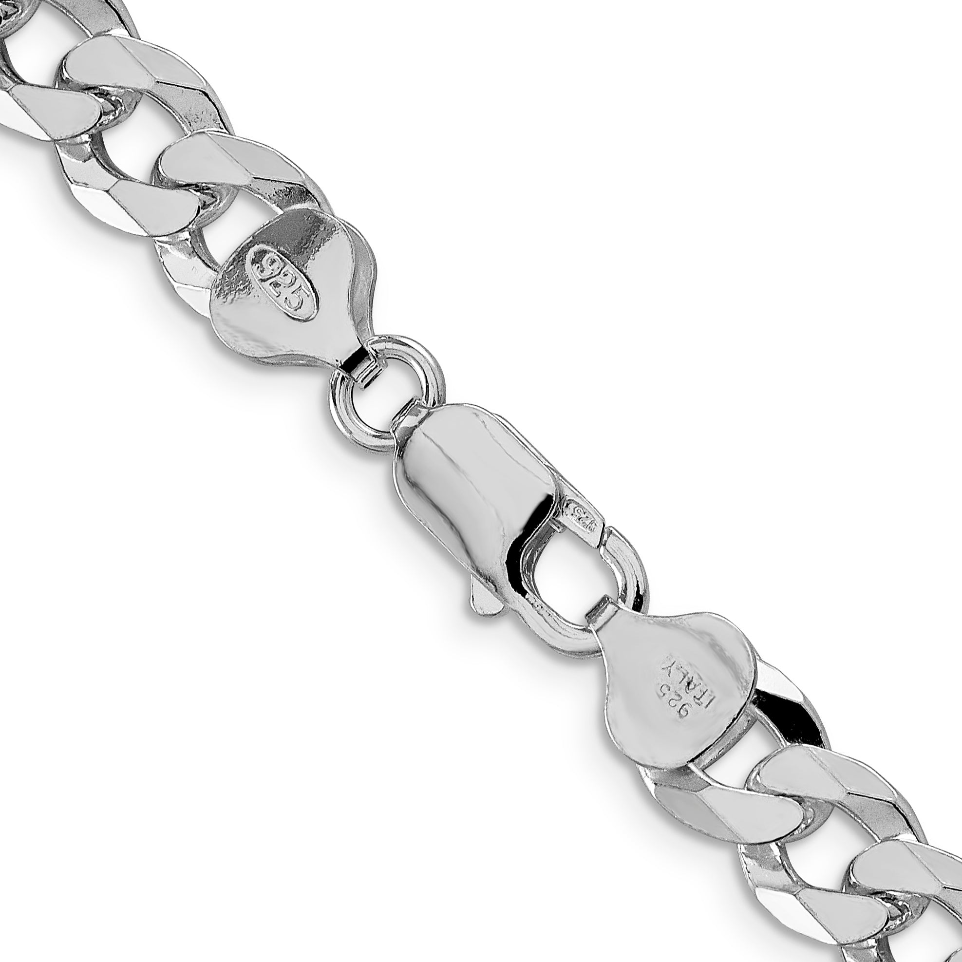 Sterling Silver Rhodium-plated 8.5mm Beveled Curb Chain