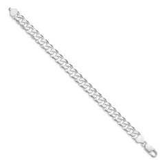 Sterling Silver Rhodium-plated 8.5mm Beveled Curb Chain