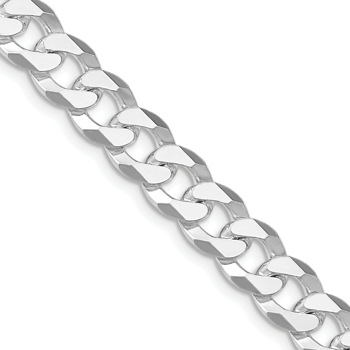 Sterling Silver Rhodium-plated 8.5mm Beveled Curb Chain