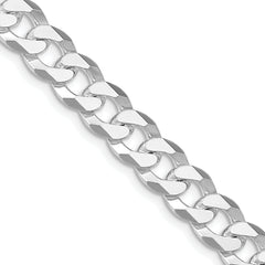 Sterling Silver Rhodium-plated 8.5mm Beveled Curb Chain