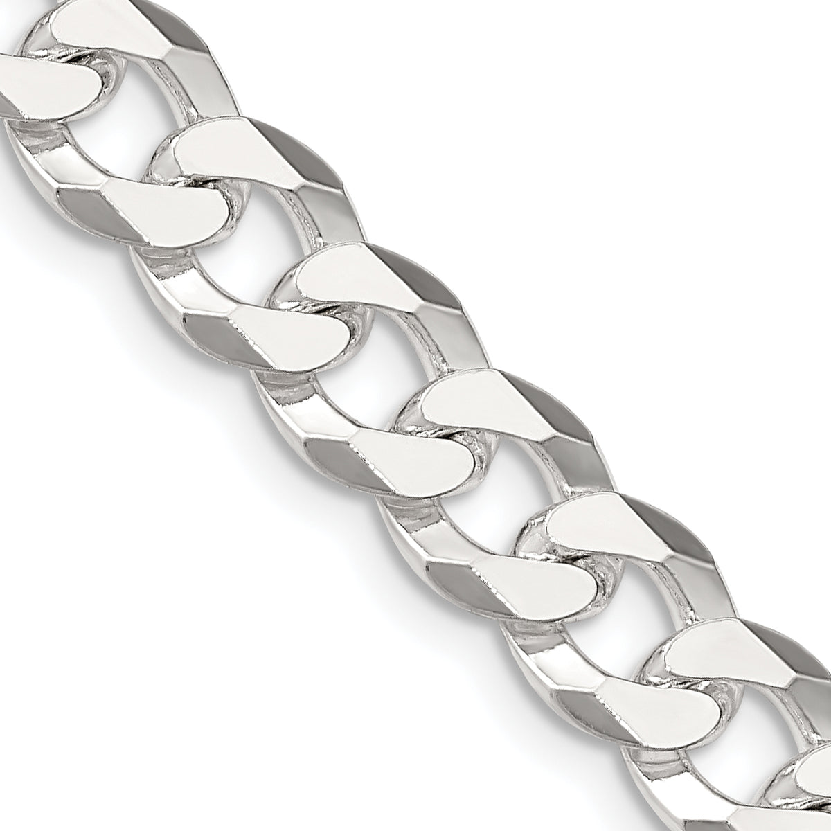 Sterling Silver 8.5mm Beveled Curb Chain