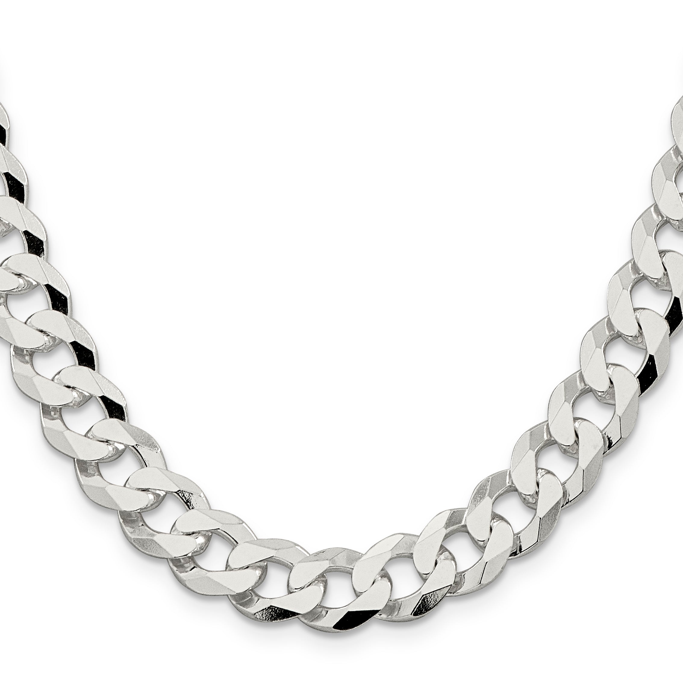 Sterling Silver 10.6mm Beveled Curb Chain