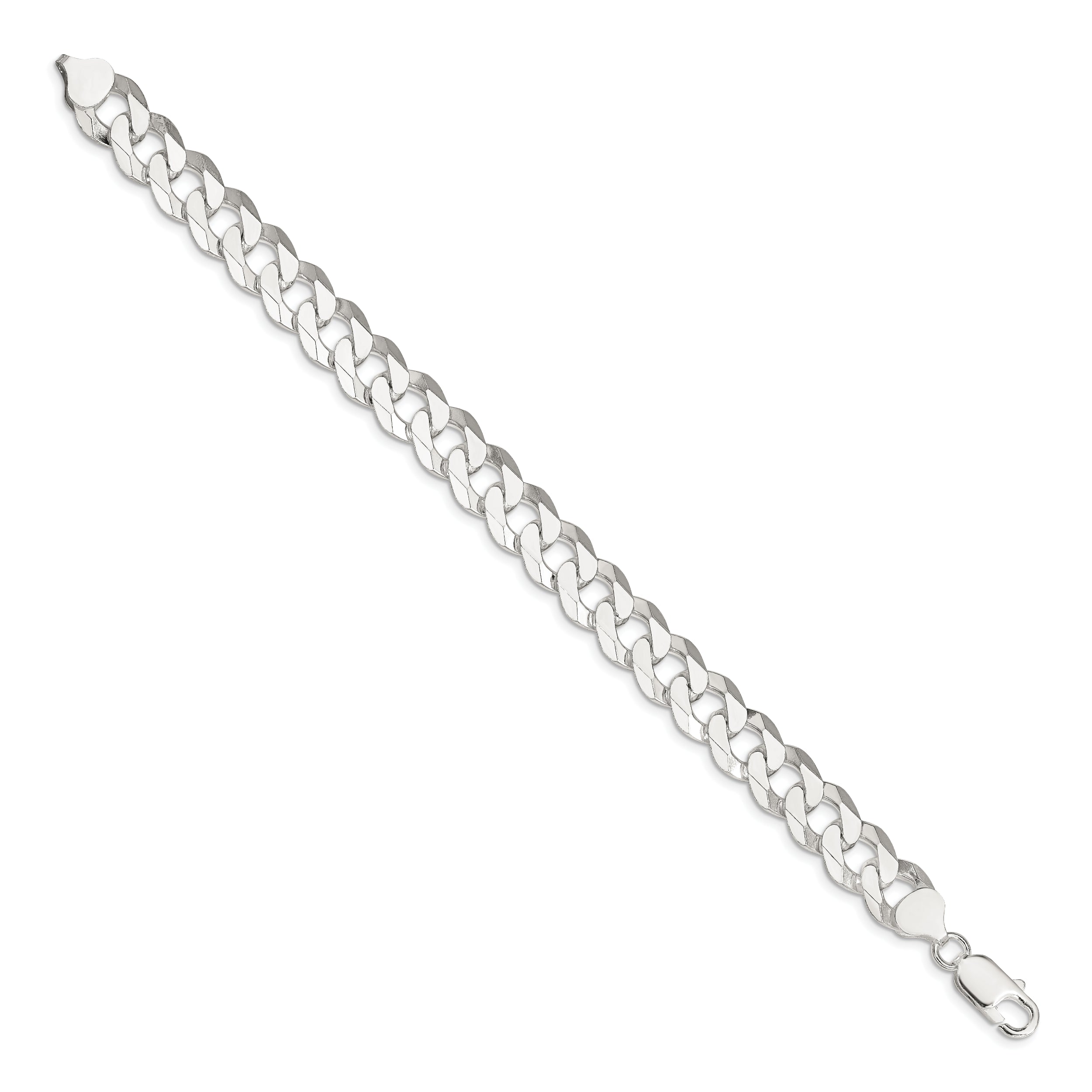 Sterling Silver 10.6mm Beveled Curb Chain