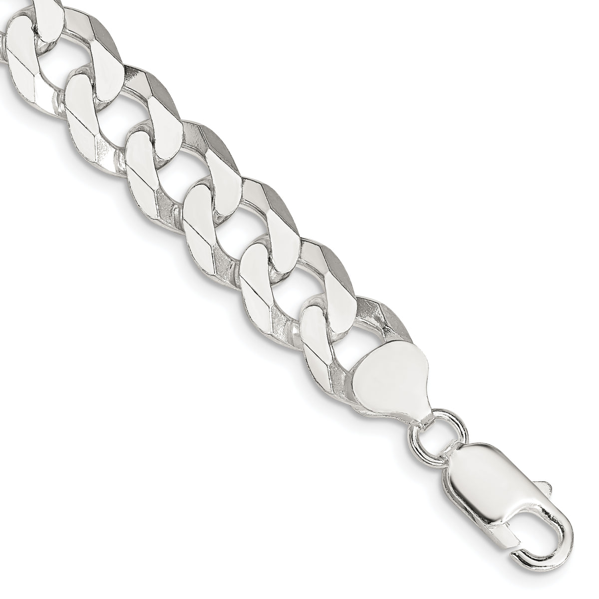 Sterling Silver 10.6mm Beveled Curb Chain