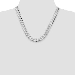 Sterling Silver Rhodium-plated 10.6mm Beveled Curb Chain