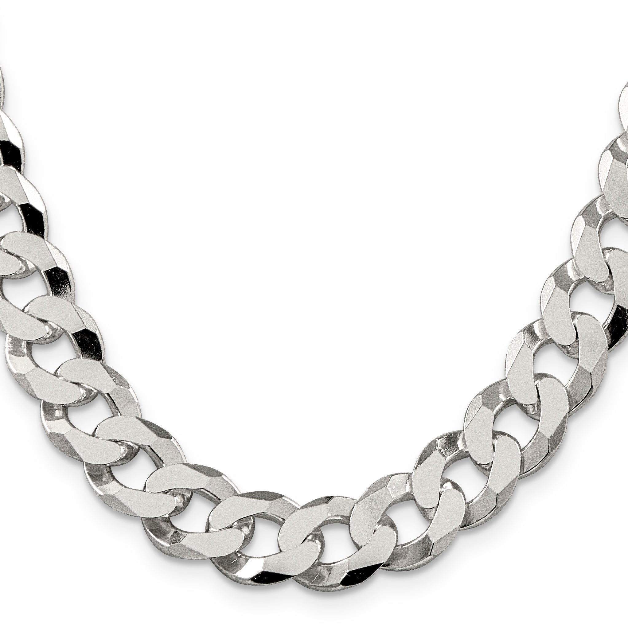 Sterling Silver 12.3mm Beveled Curb Chain