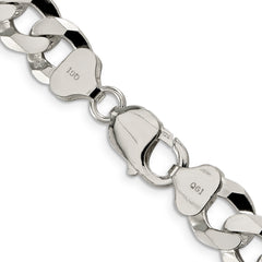 Sterling Silver 12.3mm Beveled Curb Chain