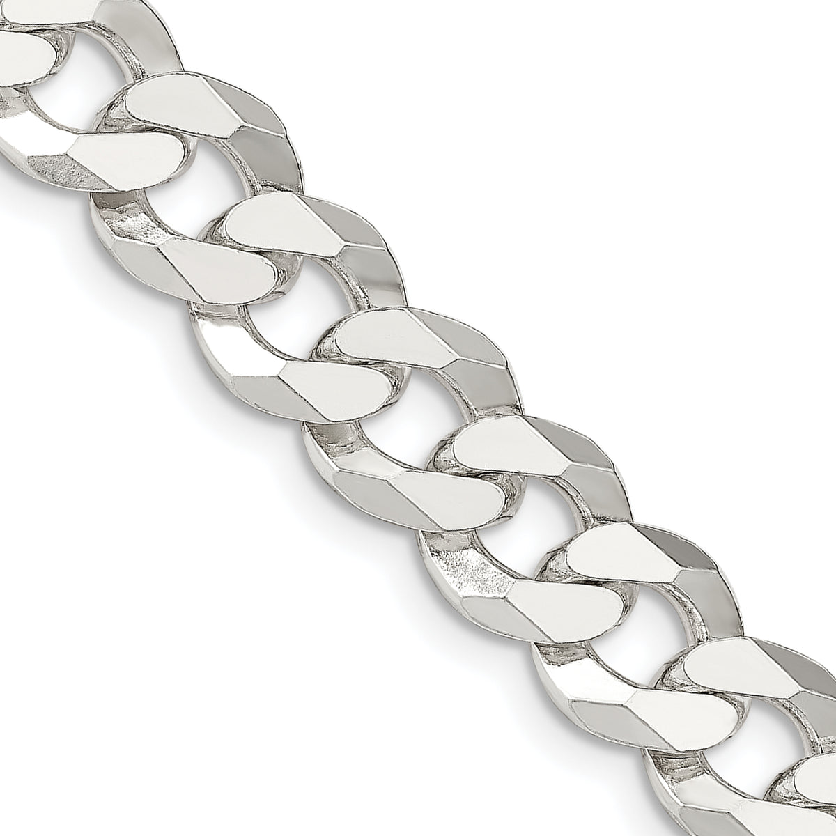 Sterling Silver 12.3mm Beveled Curb Chain