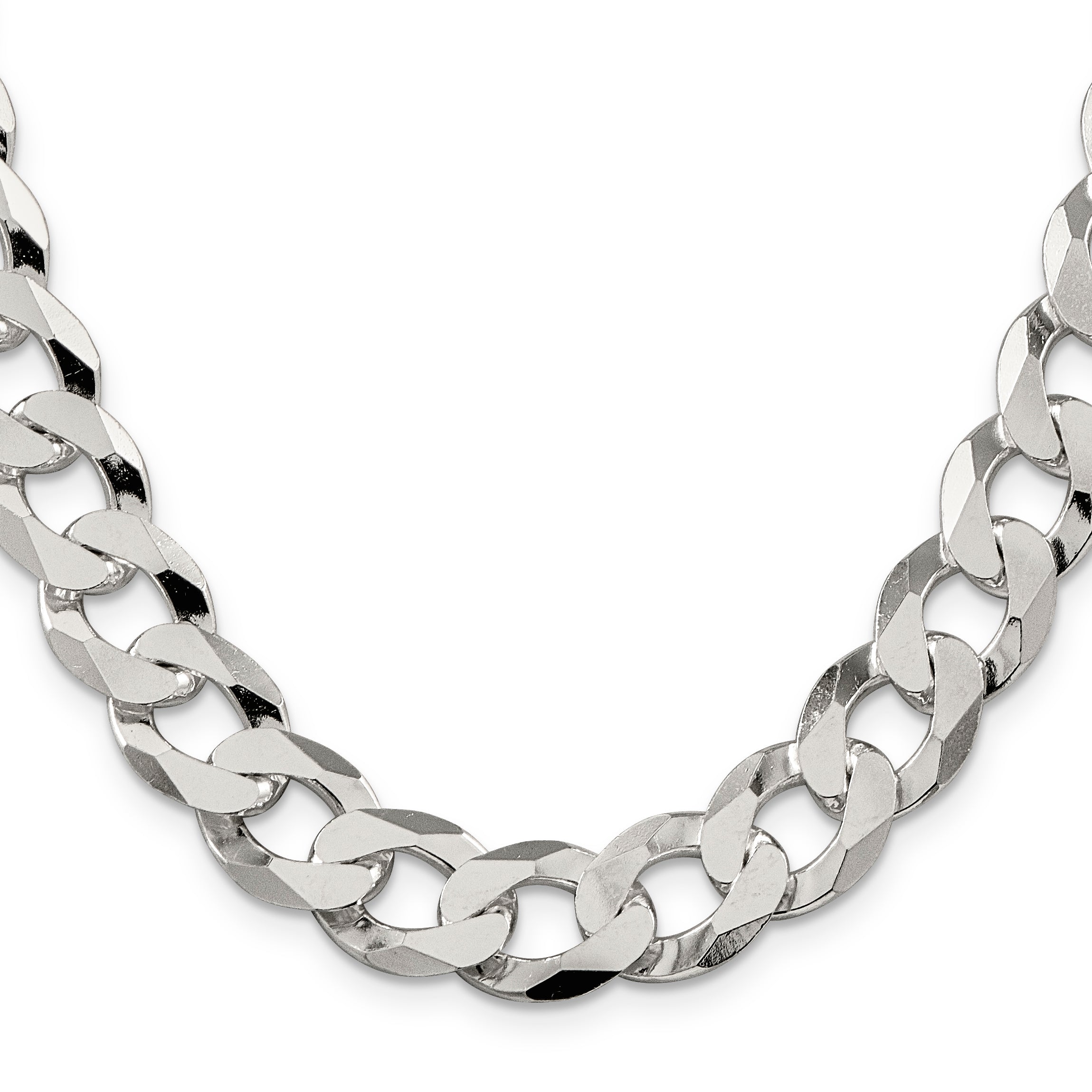 Sterling Silver 13mm Beveled Curb Chain