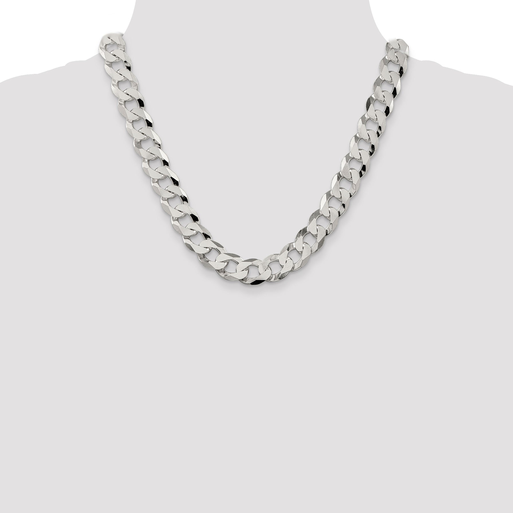 Sterling Silver 13mm Beveled Curb Chain