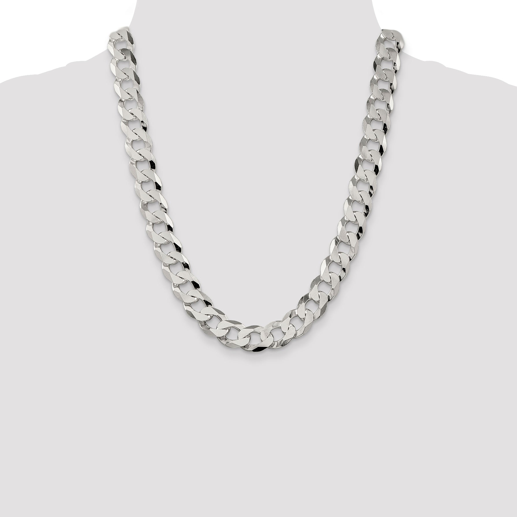 Sterling Silver 13mm Beveled Curb Chain