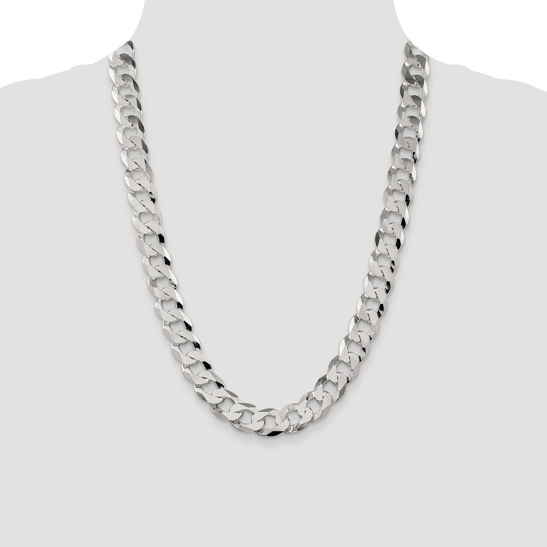 Sterling Silver 13mm Beveled Curb Chain