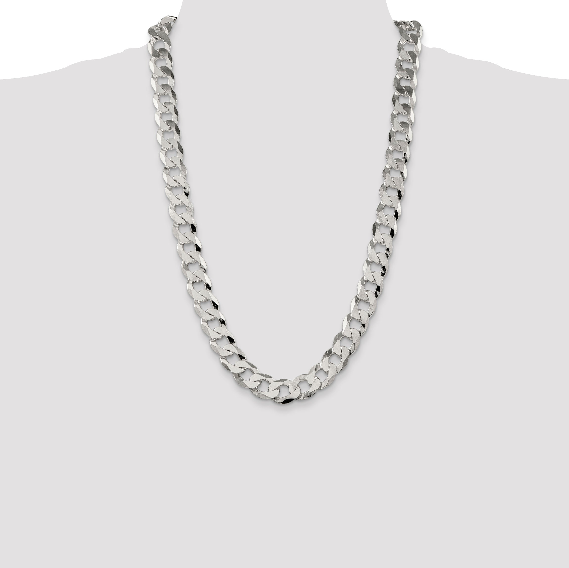 Sterling Silver 13mm Beveled Curb Chain