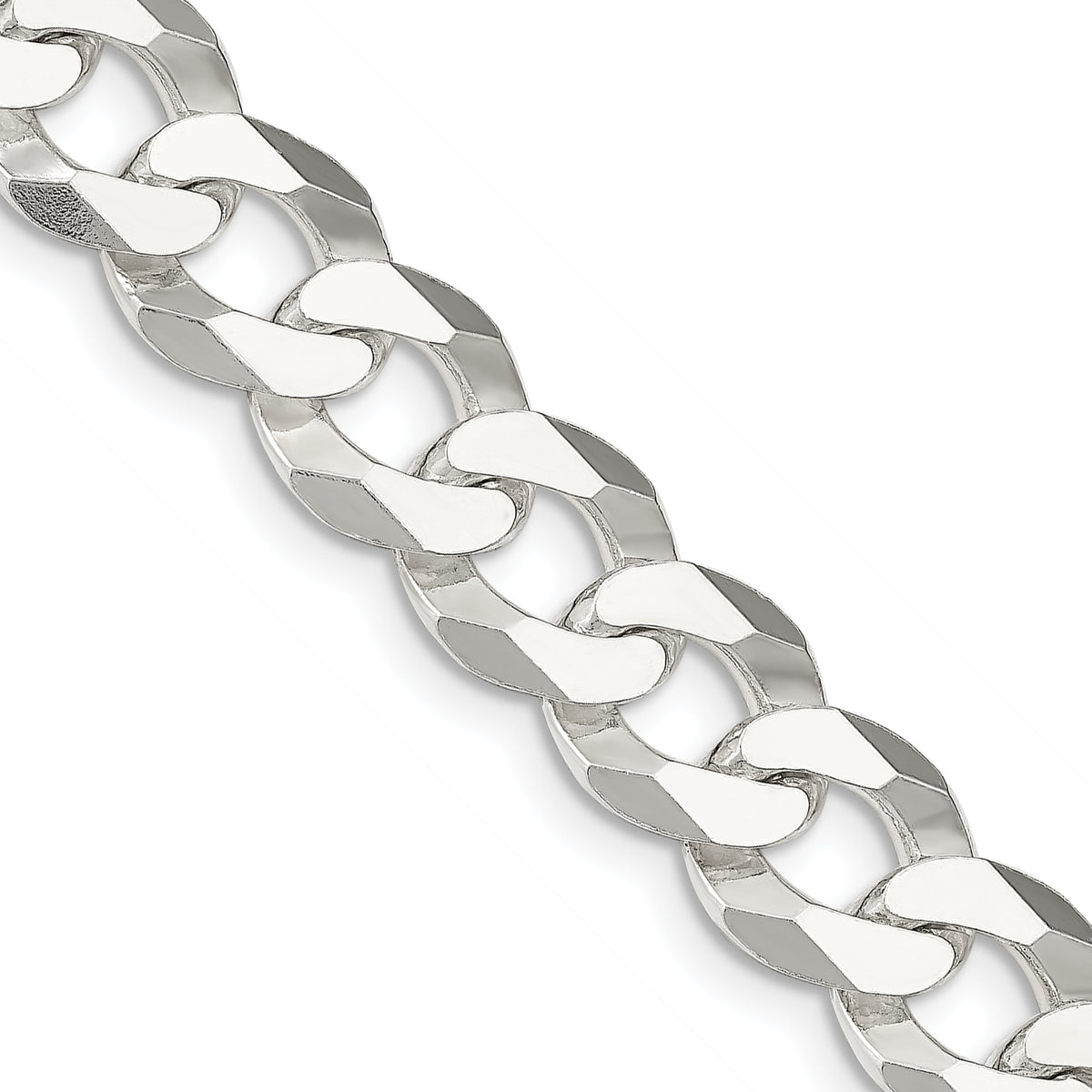 Sterling Silver 13mm Beveled Curb Chain