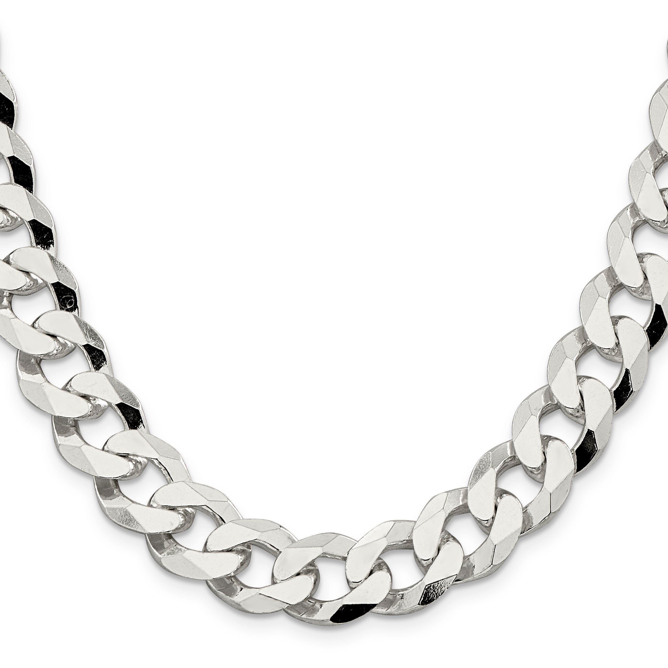 Sterling Silver 14mm Beveled Curb Chain