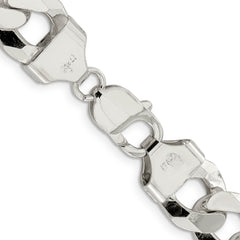 Sterling Silver 14mm Beveled Curb Chain