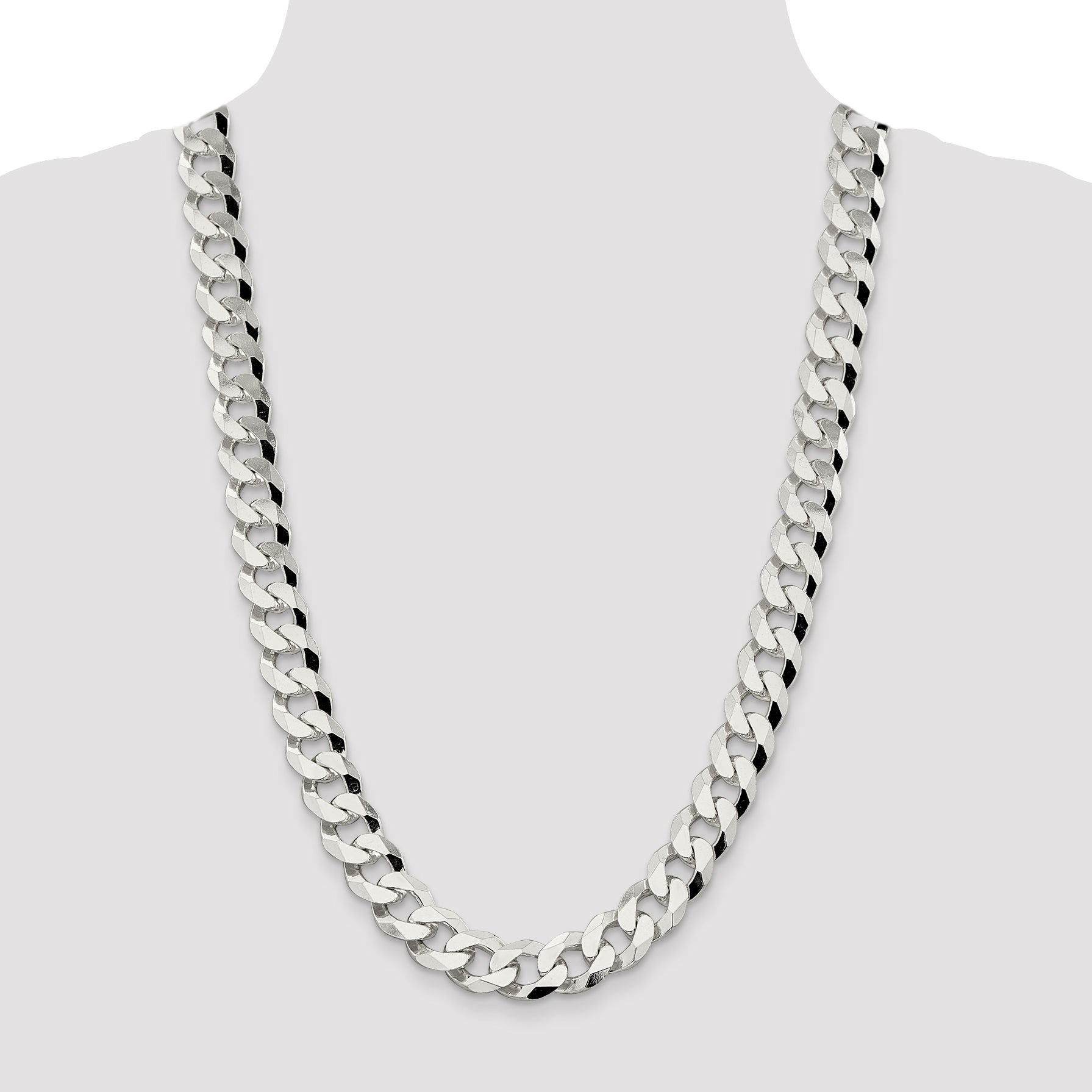 Sterling Silver 14mm Beveled Curb Chain